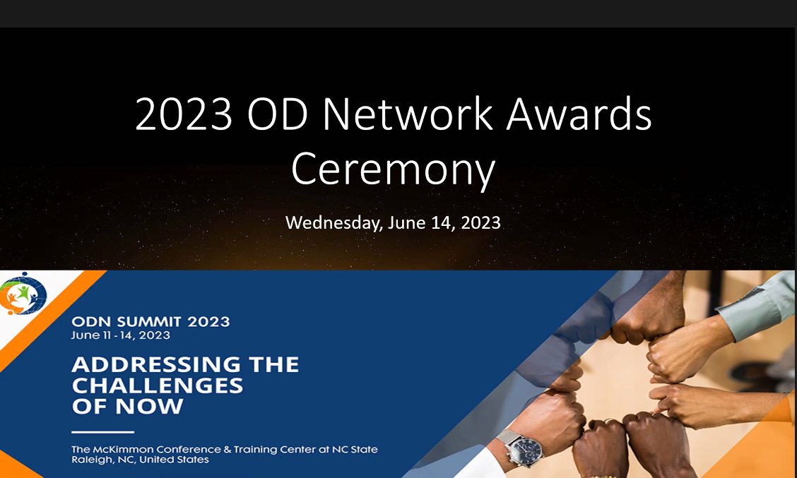 KarenDumain1's tweet photo. Celebrating Do OD receiving an award for organisational excellence and impact in OD. 🎉🎖️
Great to attend the ODN Summit 2023 &amp; accept the award on behalf of Do OD &amp; our small fab team &amp; to celebrate all the fantastic OD practictioners across the NHS 👏👏 @NHSE_DoOD @ODNetwork https://t.co/CqTcHIRUHJ