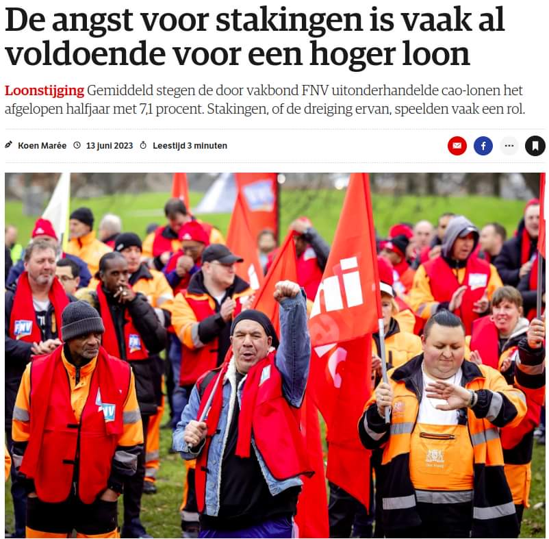 RobinTonniau's tweet image. De #vakbond is terug, ook in Nederland. Voor het eerst in zes jaar is het aantal vakbondsleden daar terug gestegen. Hoe dat komt? De werkende klasse daar heeft gezien dat actie voeren en staken loont. Stakingen, of de dreiging ervan, zorgen voor extra zout op onze patatten.