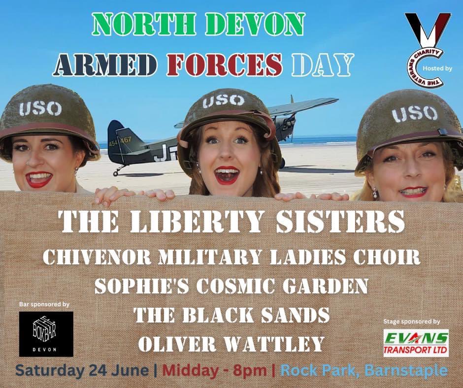 Chivenor Military Ladies Choir (Charity 1184143) (@milwiveschiv) on Twitter photo On Saturday 24th June we will be performing as part of the <a href="/ArmedForcesDay/">Armed Forces Day 🇬🇧</a> celebrations in Rock Park, Barnstaple. The <a href="/VETERANSCHARITY/">The Veterans Charity</a> are hosting this fun filled day, so come along and catch our performance at 1pm. On Saturday 24th June we will be performing as part of the <a href="/ArmedForcesDay/">Armed Forces Day 🇬🇧</a> celebrations in Rock Park, Barnstaple. The <a href="/VETERANSCHARITY/">The Veterans Charity</a> are hosting this fun filled day, so come along and catch our performance at 1pm.