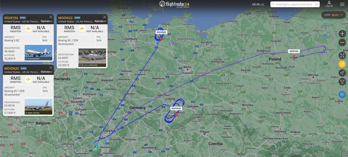 alternativewip's tweet photo. #USAF startotankers and E8C getting some laps in over germany, having departed from ramstein air base. #REDEYE6 #MOON22 #MOON20 https://t.co/mZYqjMEz7l