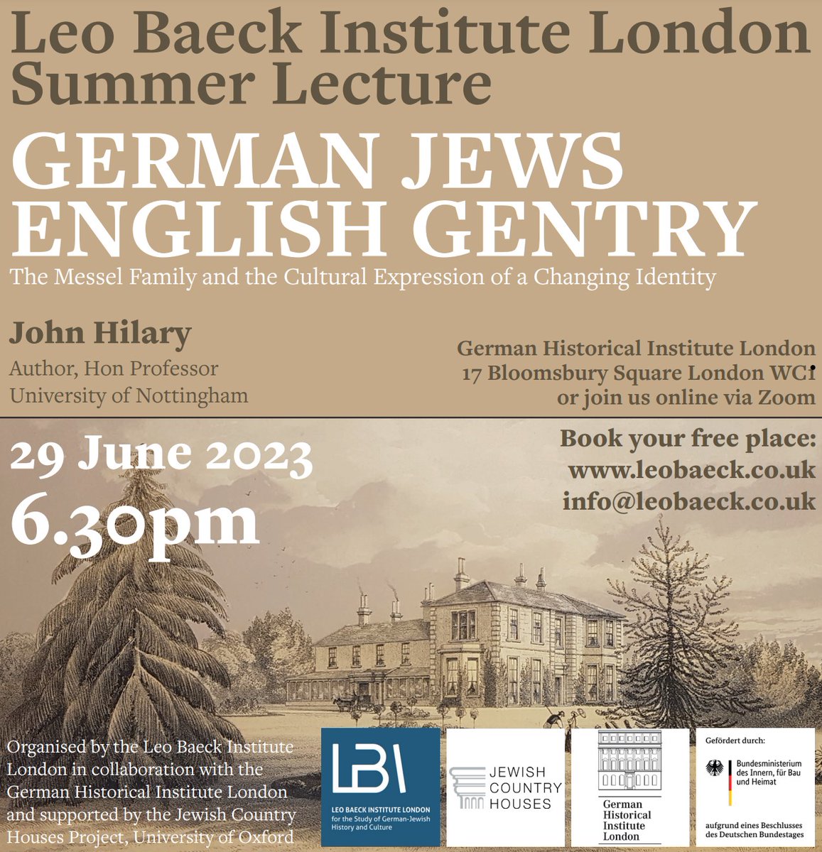 Two weeks today, my free talk for <a href="/lbi_london/">Leo Baeck Institute London</a> on German Jews, English Gentry: The Messel Family and the Cultural Expression of a Changing Identity. All welcome in person at <a href="/ghilondon/">German Historical Institute London</a> or via zoom. Sign up here: eventbrite.co.uk/e/john-hilary-…