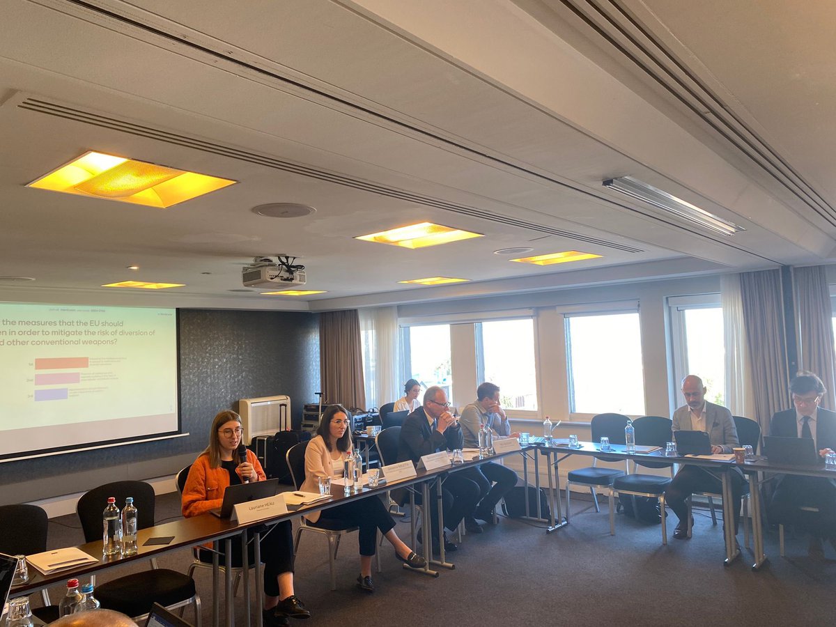 EU_NonProlif's tweet photo. This morning at the #EUNPDC Consultative Meeting, the 1️⃣st session on #ConventionalWeapons tackled #EU efforts to combat #Diversion and #Illicit trafficking - with @gio_maletta &amp; @LaurianeHE @SIPRIorg, Bertrand Romain @eu_eeas and @NDuquet https://t.co/jhYMGu5HTZ