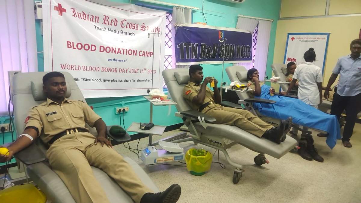 AlwynNewton's tweet photo. Blood donation and awareness Campaign was organised  by 1 (TN) R &amp; V Sqn NCC along with Rotary club of Chennai Prestige Edition and Indian Red Cross Society Blood bank, Egmore.01 x Offr, 04 x JCO's, 10 x NCO's and 162 Cadets of 1(TN) R&amp;V Sqn NCC, 1(TN) Bn,
#DGNCC
#NCCDTETNPAN https://t.co/orhq0ml0vm
