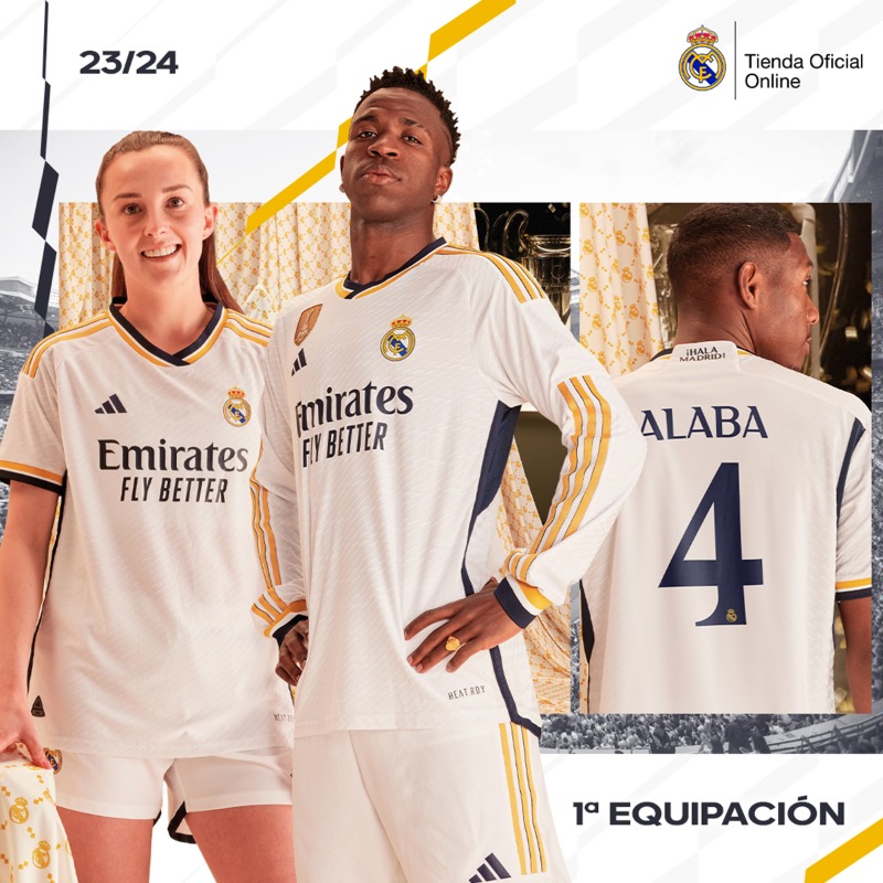 Real Madrid C.F. on X: YA DISPONIBLE: La equipación oficial del Real Madrid  23/24 Hala Madrid y nada más! 🤍💛🖤 🙌 #halamadrid ⚽#realmadrid  💜#madridistas / X