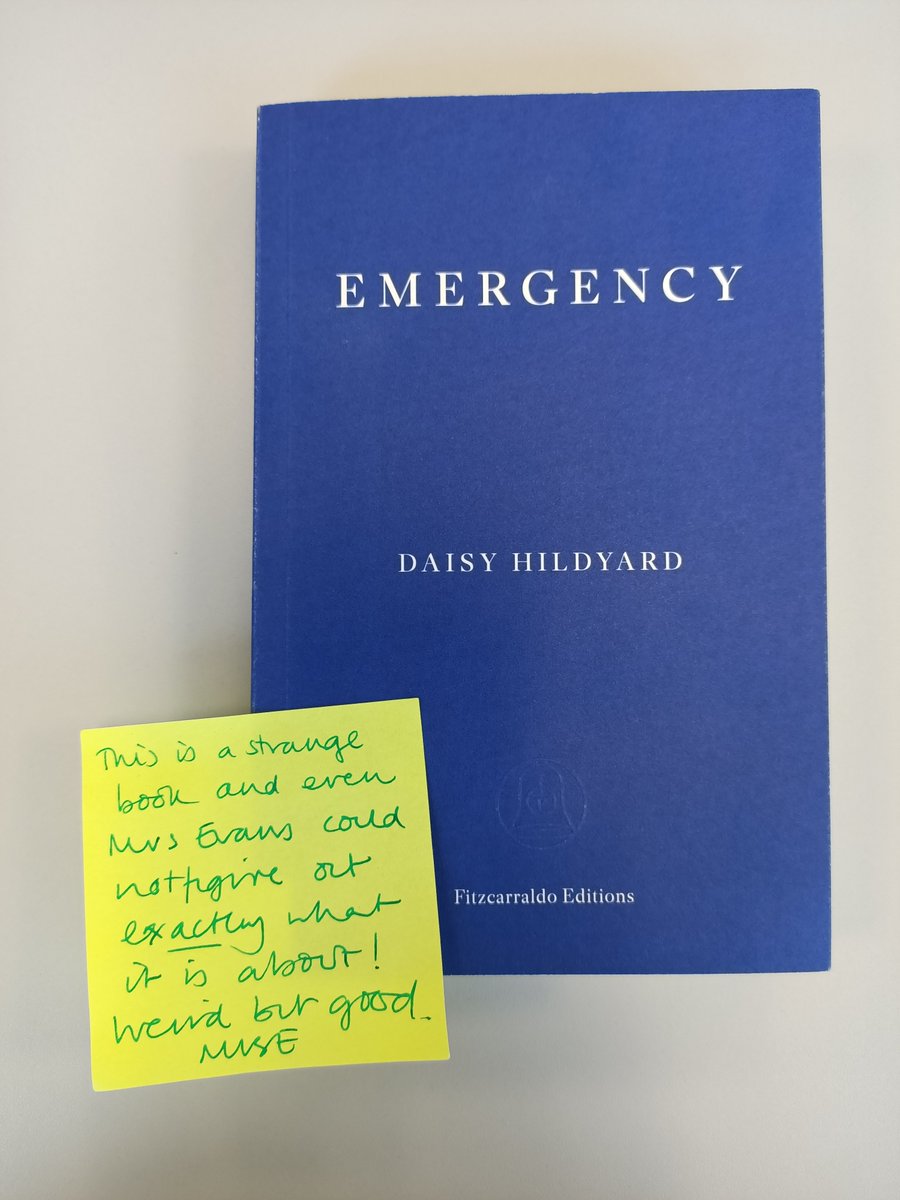 @RachelEvans70 just returned Emergency by Daisy Hildyard (shortlisted for the #RathbonesFolioPrize) with an intriguing note for the next person who might want to borrow it 😁
What do you think @English_WHS?