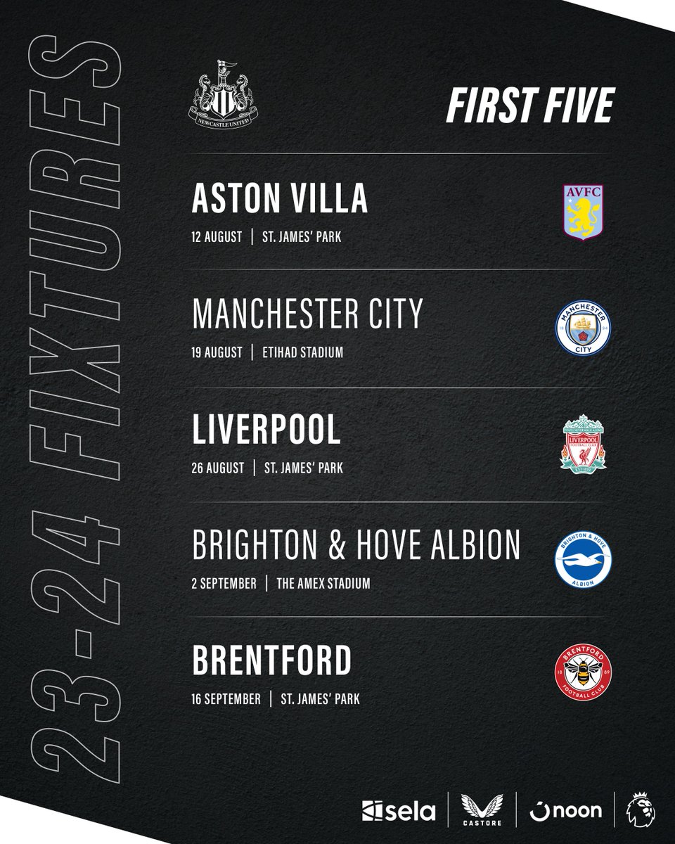 NUFC's tweet photo. Our first five 🖐️

⚫️⚪️