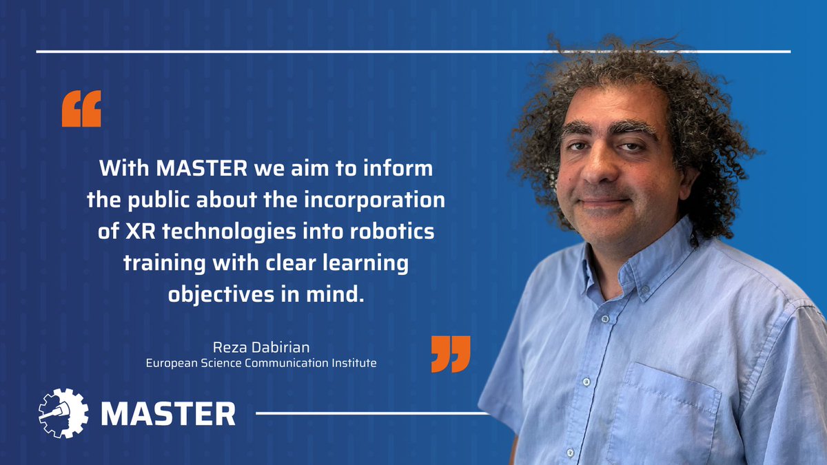 MasterXR_EU's tweet photo. We are still not done introducing the people behind MASTER.
Today we meet Reza Dabirian, from @SciComms. They lead the dissemination & communication activities of MASTER, including the communication of the Open Calls.
Follow us to stay up to date!
#MasterXR #PeopleOfMaster https://t.co/Vy9MXphhoj