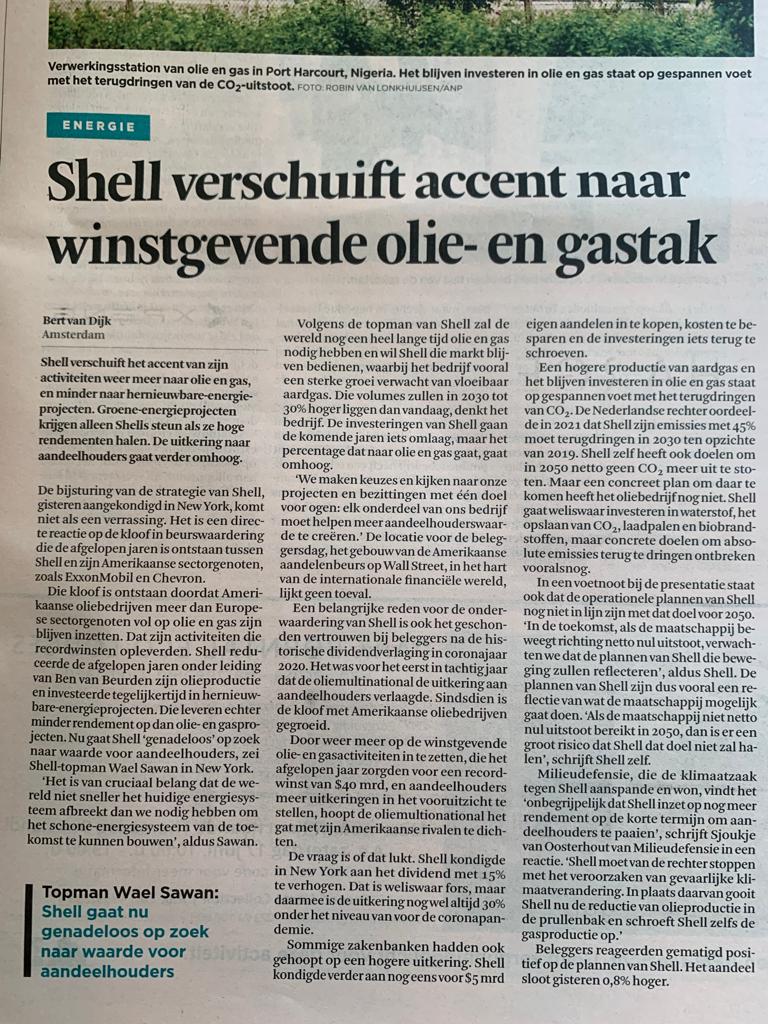 @nrc Alleen gaat Shell bezwijken onder de druk van aandeelhouders en switcht terug naar een old-school focus op fossiel...