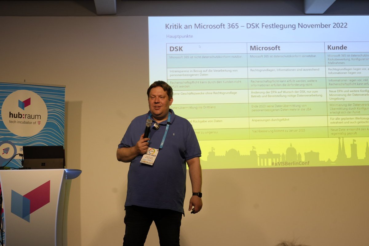 ragnarh's tweet photo. Kritik an #Microsoft zu Compliance und  Datenschutz von @Ra_Koellner auf #aMSBerlin @aOSComm @compliancefam https://t.co/weqx5wdbNN