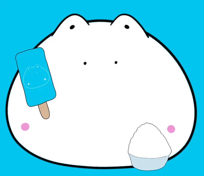 こんばんは 気が早いけどアイス食べたいから アイコン夏仕様にしました～  もちねこ夏アイコン 「暑いねぇ…」 #イラスト #アイコン