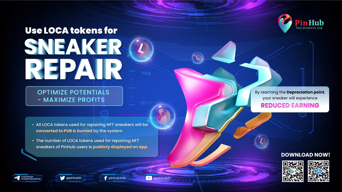🧑‍🔧👟SNEAKER REPAIR👟🧑‍🔧

✅ Use LOCA tokens to repair &amp; enhance their sneakers' income potential to maximize earnings.

Optimize potentials - Maximize profits 🔥

#PinHub #PUB #LOCA #Runtoearn #sneaker #nft #repair