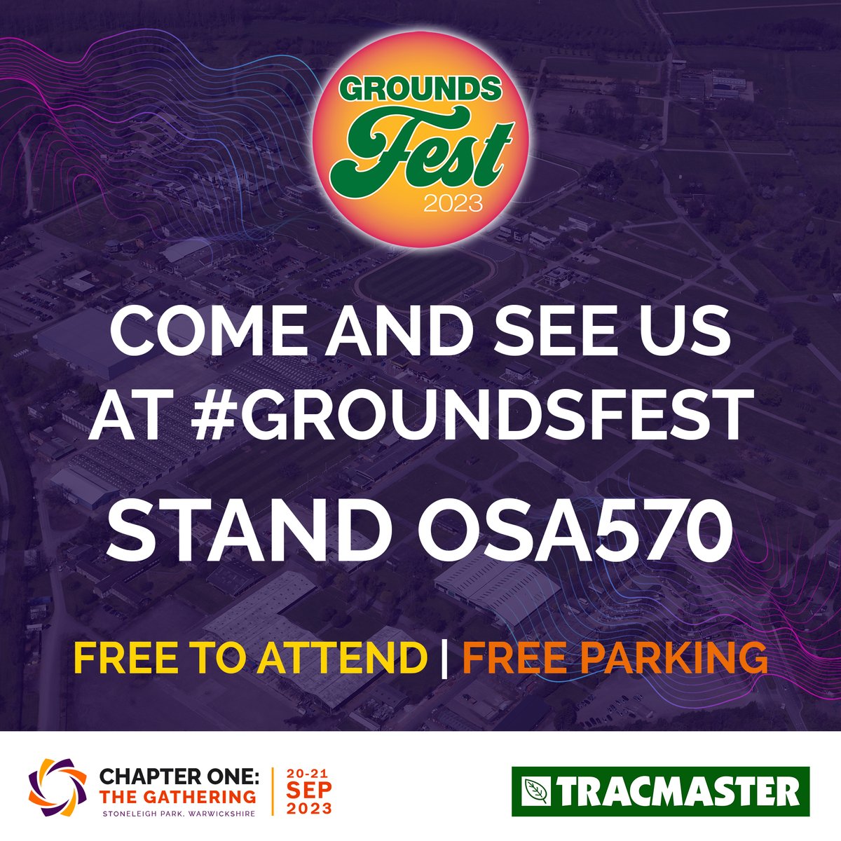Tracmasteruk's tweet photo. We're delighted to be exhibiting at the inaugural GroundsFest in September this year. Come and see us, and some exciting new products, on our outside demo stand, OSA570. Register for tickets online at https://t.co/KkbRpZXaV7
#tracmaster #groundsfest #camon #camonmachines https://t.co/r1uUUTBFK7