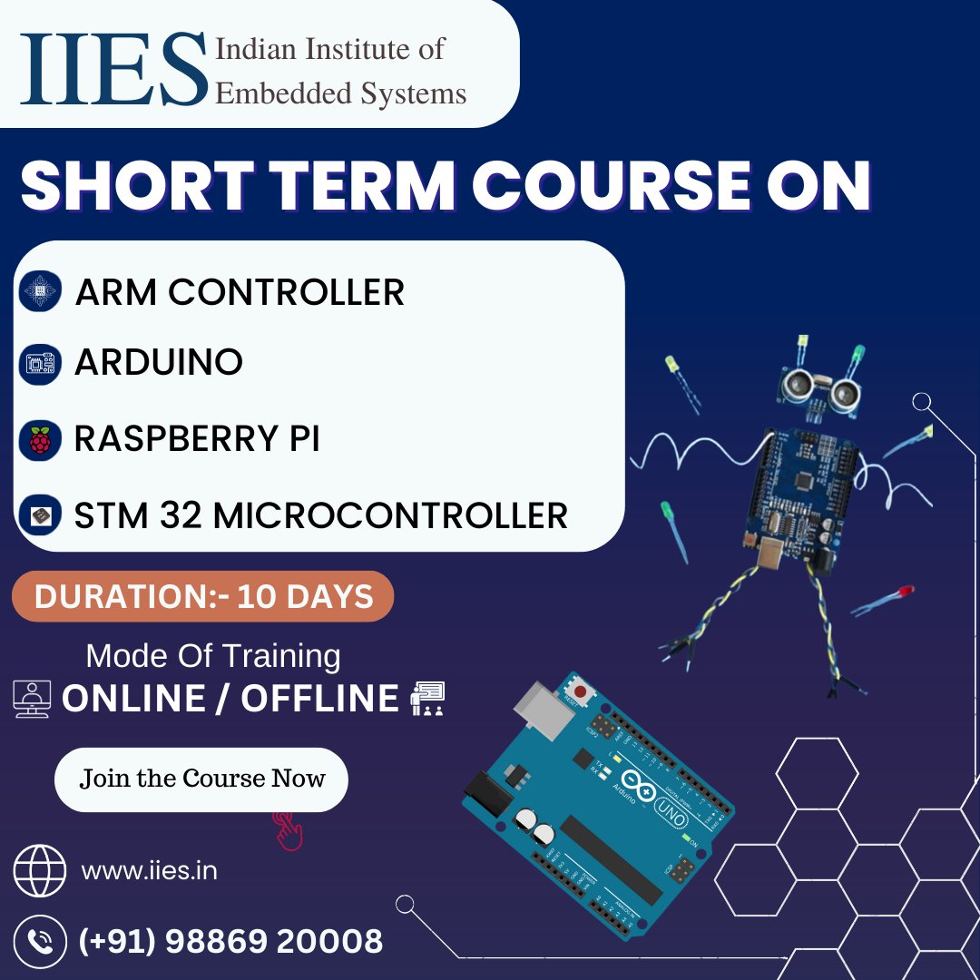 IIES_Bangalore's tweet image. Are You Interested Join Our Short Term Course?
Apply Now :- rb.gy/rkzu4
WEBSITE: iies.in
#embeddedsystems #embeddedprogramming #embeddedprojects #microcontroller #microcontrollers #placementdrive #Aurdino #rasberrypi #STM32 #trainingandplacement