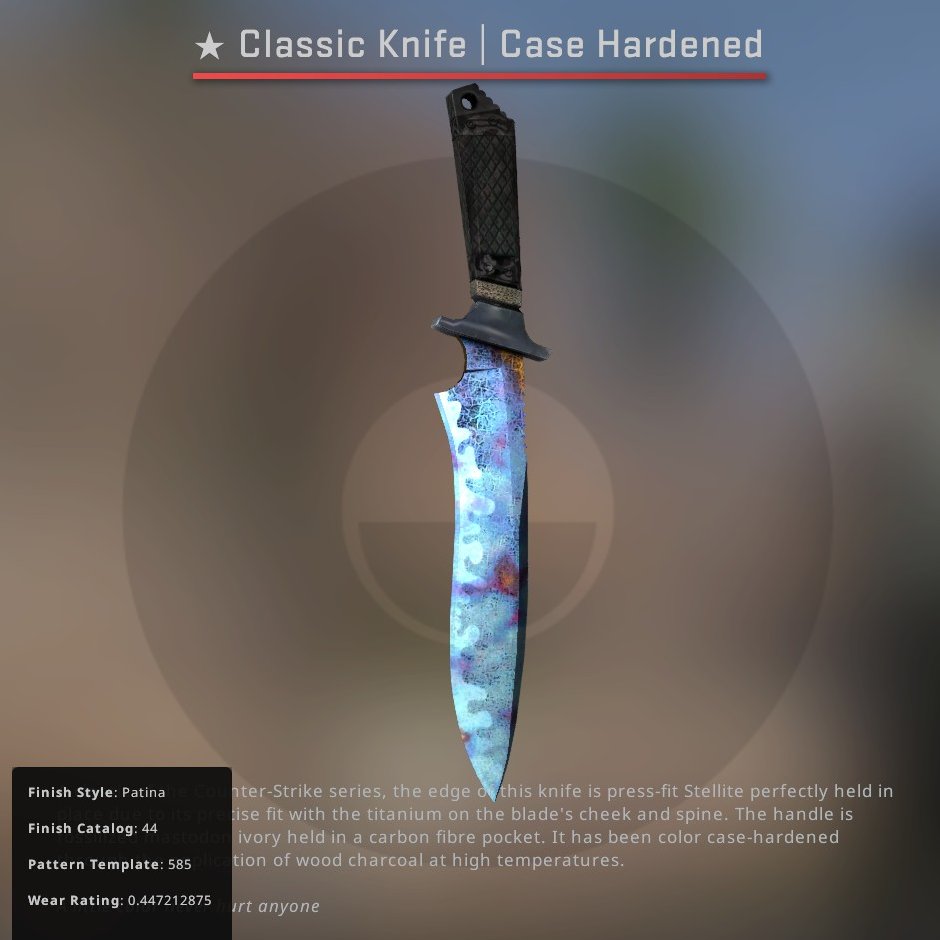 This WW Classic Knife | Case Hardened Pattern: 585 was unboxed today.

 ▫️Float: 0.447▫️