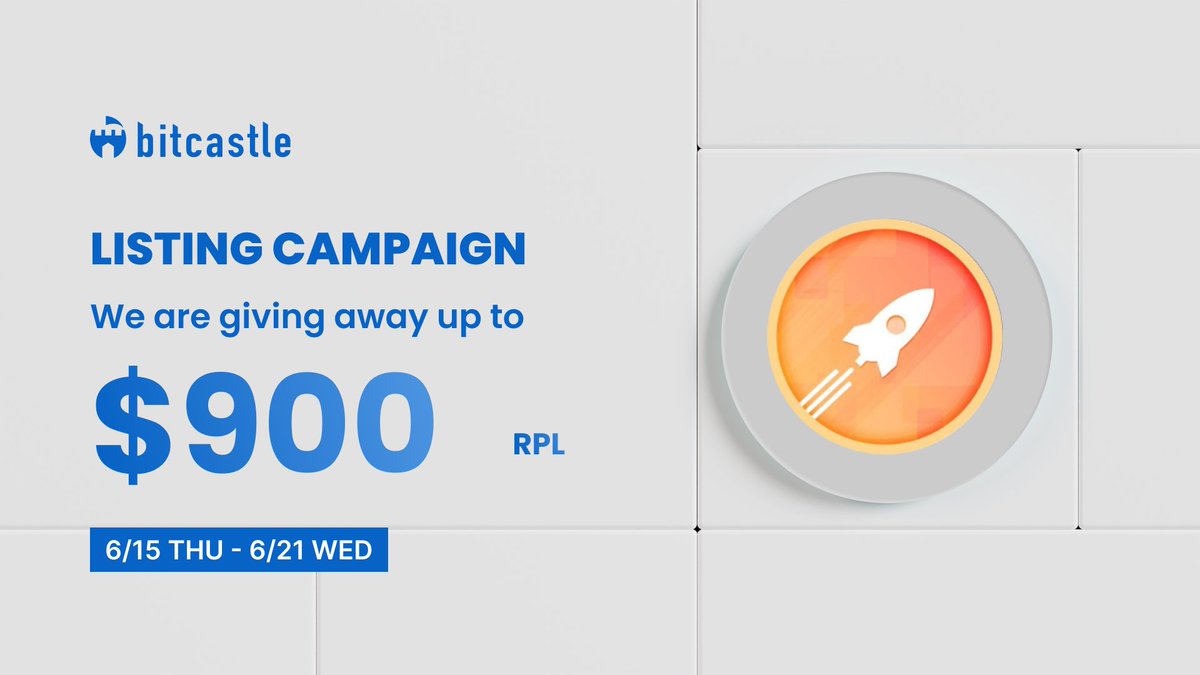 bit_castle's tweet photo. 🎉Listing Campaign🎉
／
You can get up to $900 ‼
🎁Rocket Pool( $RPL )
＼
1⃣Refferal👥
2⃣New registration📱
3⃣Login bonus🎮
4⃣Follow RT🔁
https://t.co/QeWytSh5q0

#Crypto
#Cryptocurrency
#Airdrop
#Airdrops
#AirdropCrypto
#Giveaway
#Giveaways https://t.co/XagQTBJZww