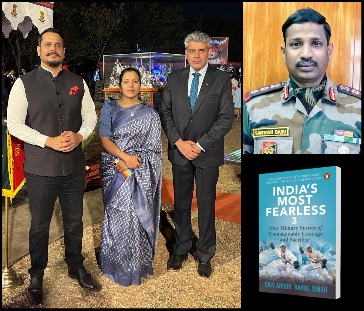 Huge honour to meet Mrs Santoshi, wife of Col Santosh Babu, Maha Vir Chakra, who was killed in action leading his unit, the 16 Bihar, in the Galwan Valley on this day 3 years ago against a much larger Chinese attack force. The *only* firsthand account is in #IndiasMostFearless 3.