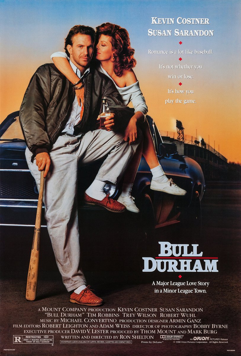 #TodayInMovieHistory (June 15):
#BullDurham (1988).
35th Anniversary!
A groupie (@SusanSarandon) who has an affair with one minor-league baseball player each season meets an up-and-coming pitcher (@TimRobbins1) and the experienced catcher (@ModernWest) assigned to him.
#Baseball.