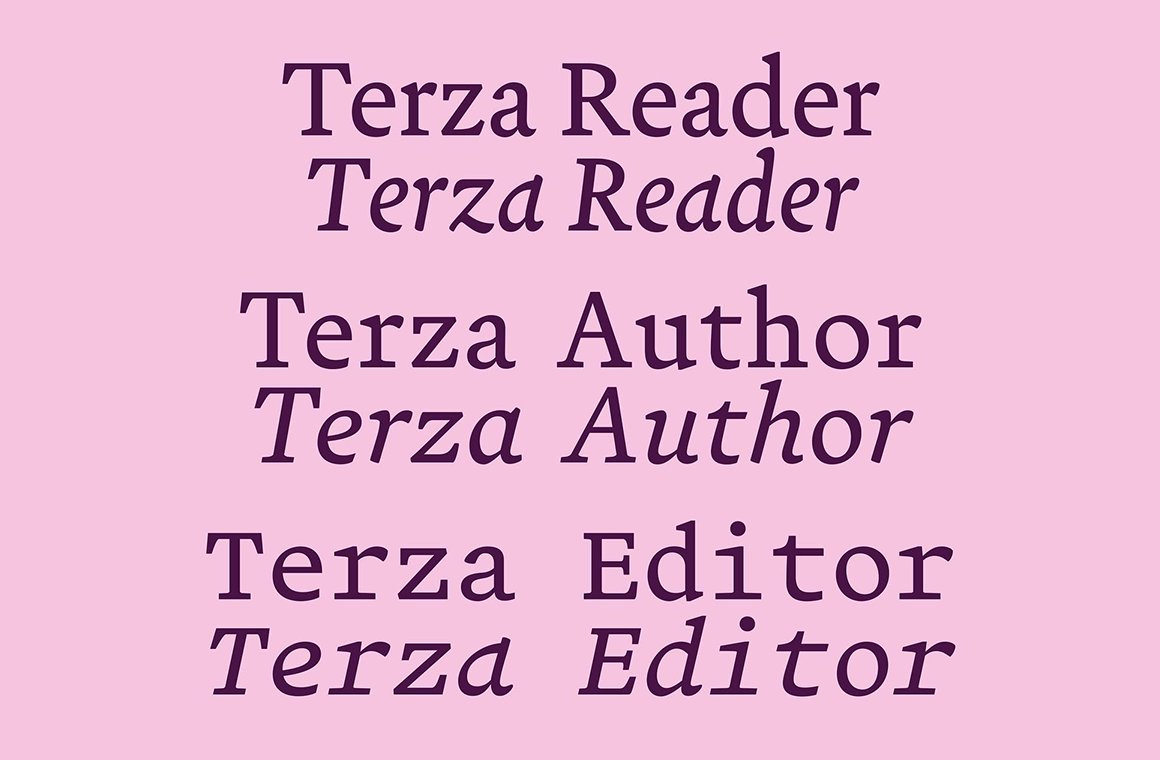 [New Font Release] Commercial Type released Terza Reader‚ Terza Author‚ and Terza Editor. bit.ly/3Nv3bi2 #typecache