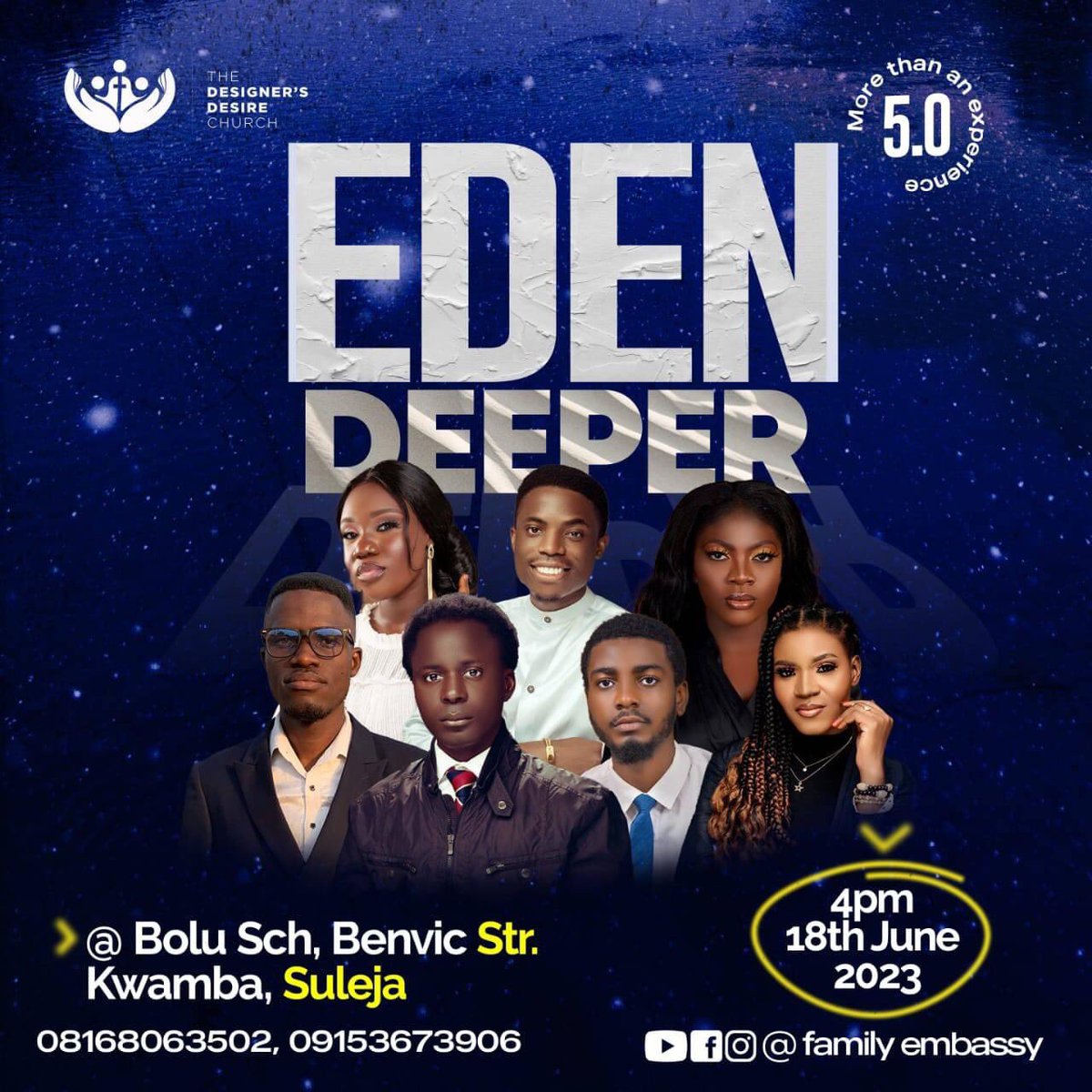 Let us meet here this Sunday evening by 4pm.

It promises to be refreshing and transforming.

See you at EDEN!

@Paul_Bamikole @theGodgirl_  @remmy_priscilla  @EveryoneActive