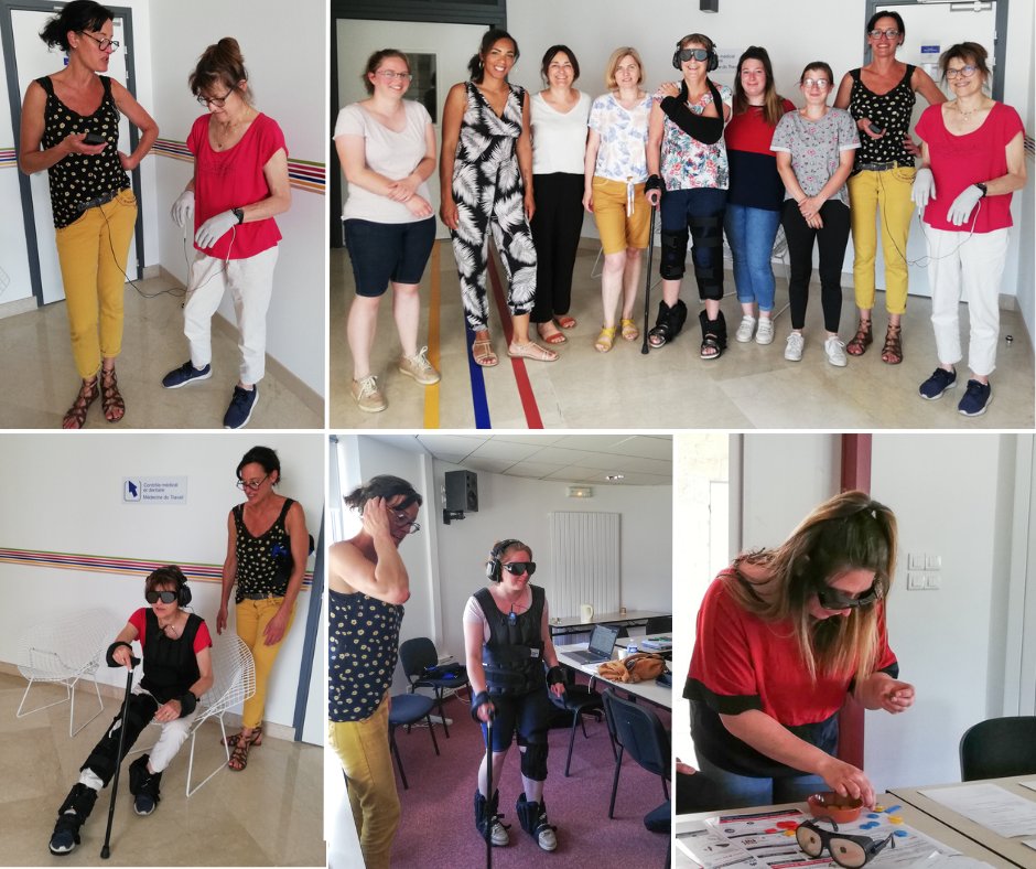 Atelier simulateur de #vieillissement pour nos aides à domicile du secteur de Vannes avec @PresenceVertePO. A partir de septembre un atelier de ce type aura lieu lors de chaque réunion de secteur afin de permettre à l'ensemble de nos #aidesàdomicile de tester cet outil