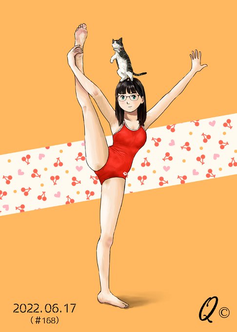 スク水でI字バランス😱
(1年前のイラストより) 