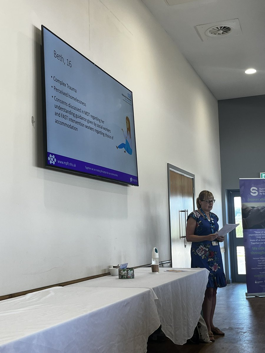 MPFTPaedSALT's tweet photo. Vicky Titley, Speech and Language Therapist, sharing information about the CATALYST project and the role she is completing to support Children and Young People on the edge of care with their communication needs 😄 #SLTAwayDay https://t.co/f4IZ4p8thm