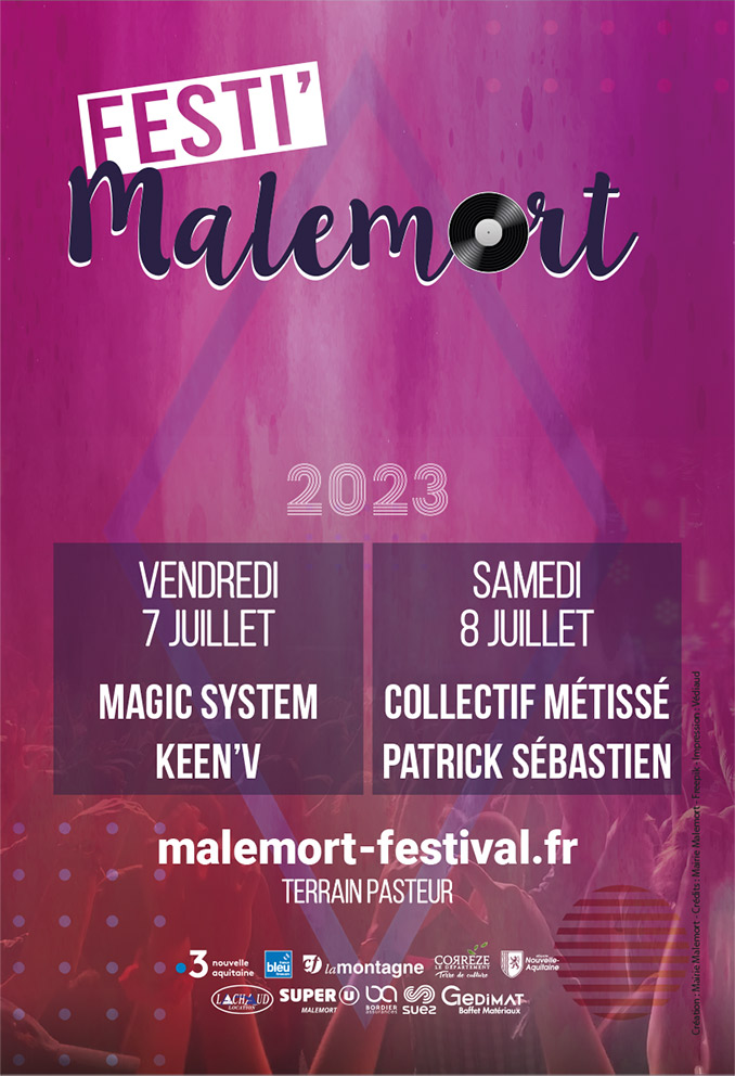 🎤Le festival corrézien Festi'Malemort revient pour une 2e édition les 7 &amp; 8 juillet.
Magic System, Collectif Métissé, Keen'v &amp; Patrick Sébastien seront sur scène. Tentez de gagner des places en participant à notre jeu concours 
👉francetelevisions.fr/le-club/le-clu…
#JeuConcours #partenariat