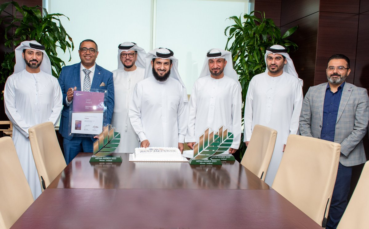 ImdaadOfficial's tweet photo. This week we celebrated winning the #GlobalFM Gold Award at this month's @MEFMA  event with a small ceremony in our head offices in Dubai. Our Group CEO, Mr. Jamal Abdullah Lootah, joined with senior management and many other team members to congratulate the #Imdaad team. https://t.co/HnTJfPYShi