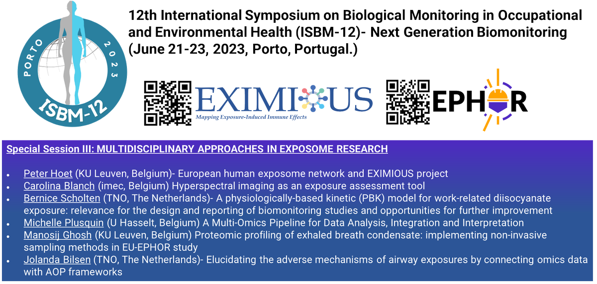gmanosij's tweet photo. Next week @EXIMIOUS_H2020 and @EphorEu95393
projects will be present at the #ISBM12 meeting at Porto. We hope to see you there! #EXIMIOUS #EPHOR #EHEN #Exposome https://t.co/lbt1z85tah