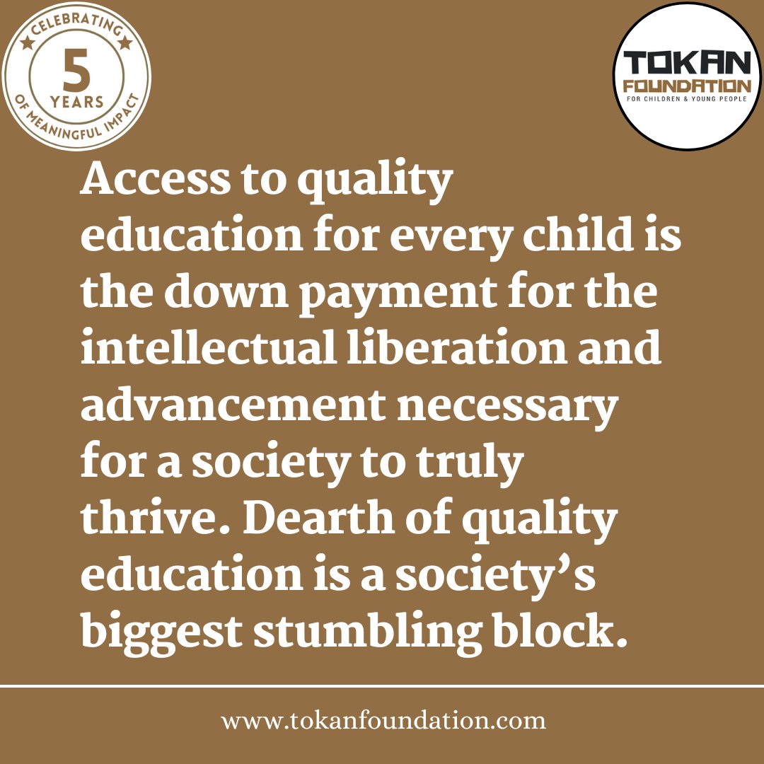 tokanfoundation's tweet photo. Access to quality education for every child...

#TOKAN@5 #TOKANFoundation #education #access #equity https://t.co/s4OCFsRk4B