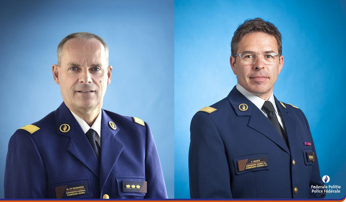 federalepolitie's tweet photo. De fakkel wordt doorgegeven aan het hoofd van de Federale Politie! Dank aan Marc De Mesmaeker en welkom aan de nieuwe commissaris-generaal ad interim Eric Snoeck, die tot nu directeur-generaal van de Federale Gerechtelijke Politie was. https://t.co/8KpALJyVpe