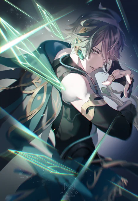LAで開催されるAnime Expoのpixiv x 原神コラボギャラリー(#4506)にて、こちらのアルハイゼンのイラストを展示していただくことになりました!  My artwork is going to be exhibited at the Anime Expo pixiv x Genshin Impact Booth #4506!  #AX2023 #pixiv #GenshinImpact