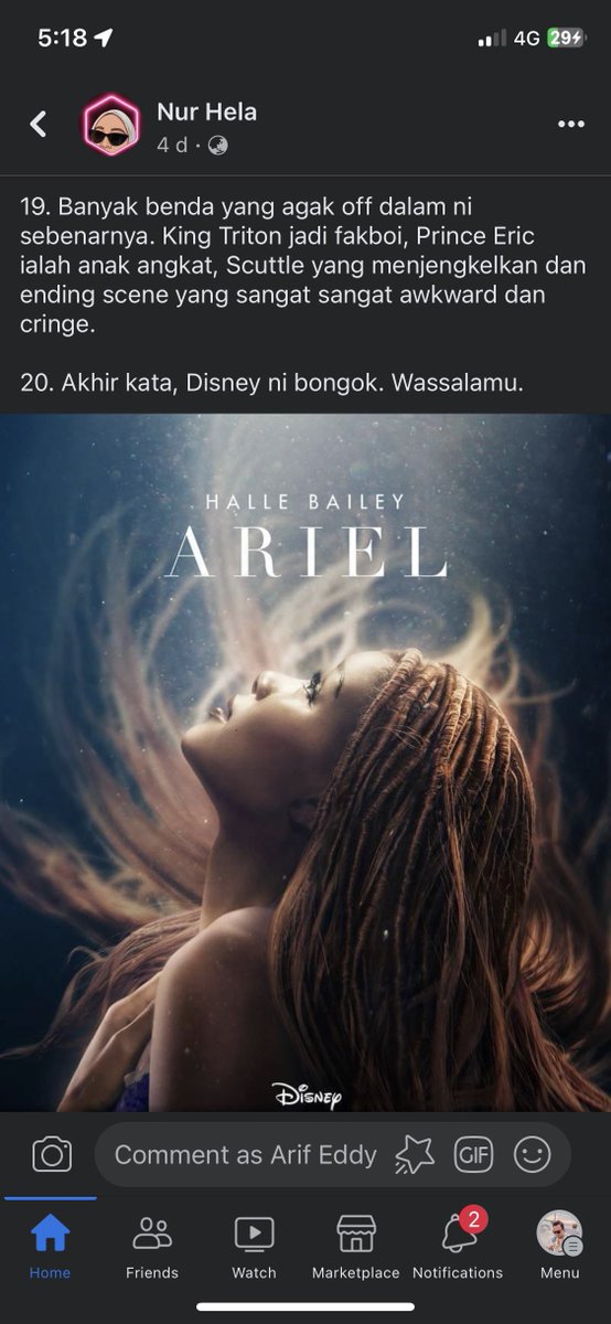 Helppp 🤣🤣🤣 Terhibur baca review Little Mermaid dia ni 😭 Memang teruk ke? Siapa dah tengok boleh bagi pendapat??