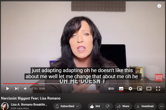 2,968 views  14 Jun 2023  5 Mind Games Narcissists Love to Play
#narcissist #narcissism #gaslighting Narcissists are known for gaslighting, lacking empathy, and creating cognitive dissonance in their targets. However, narcissists have fears like everyone else, and their biggest fear is their target awakening to the games they play. Narcissists live in a false reality within their minds, and to feel safe and in control, they need others to mirror back their grandiose sense of self. 

Narcissists are afraid of others seeing their flaws. A narcissist worries that others will not reinforce their uniqueness or encourage their entitlement. When a target of a narcissist begins to awaken to the power games a narcissist needs to play, the outer universe begins to clash with its inner universe. 

This short video helps explain one of the narcissist's biggest fears.

FREE ✅ Codependency Quiz 
https://www.lisaaromano.com

FREE Codependency Presentation 
https://www.lisaaromano.com/your-vide...

Re