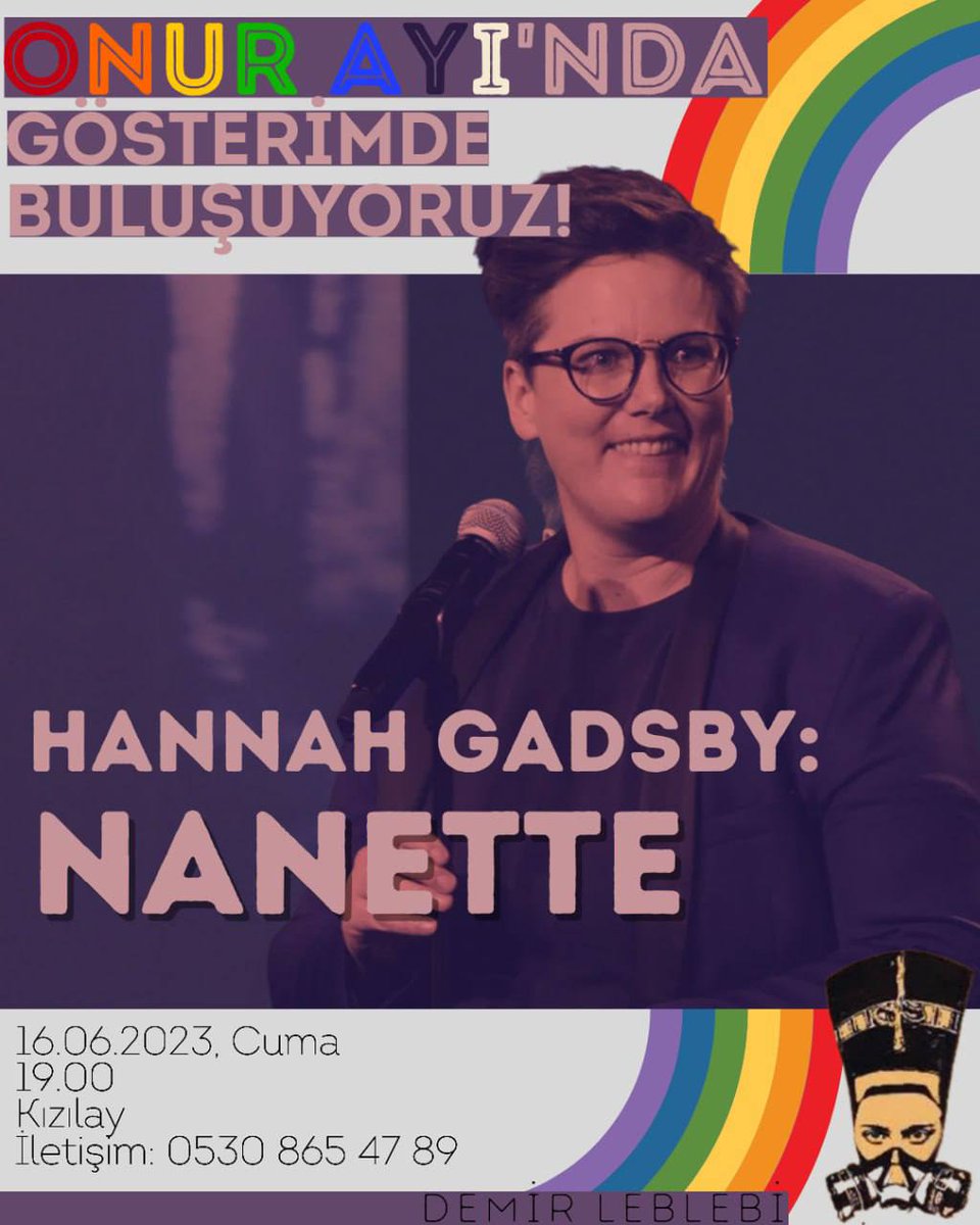 Onur Ayı'nda Ankara'dan üniversiteli kadınlar ve lubunyalar olarak 'Hannah Gadsby: Nanette' gösteriminde bir araya geliyoruz.

Sen de katılmak istersen bizimle iletişime geçebilirsin! 💜

📅 16 Haziran Cuma (Yarın) 
⏰️19.00
📍Kızılay 
#PrideMonth2023