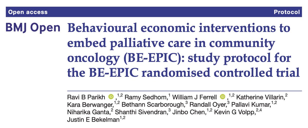 #BCFGTeamScientist @kevin_volpp & his colleagues have designed a study aimed at increasing palliative care referrals for eligible patients by making such referrals the default option for physicians. Read more in @BMJ_Open: bit.ly/43bJxwJ