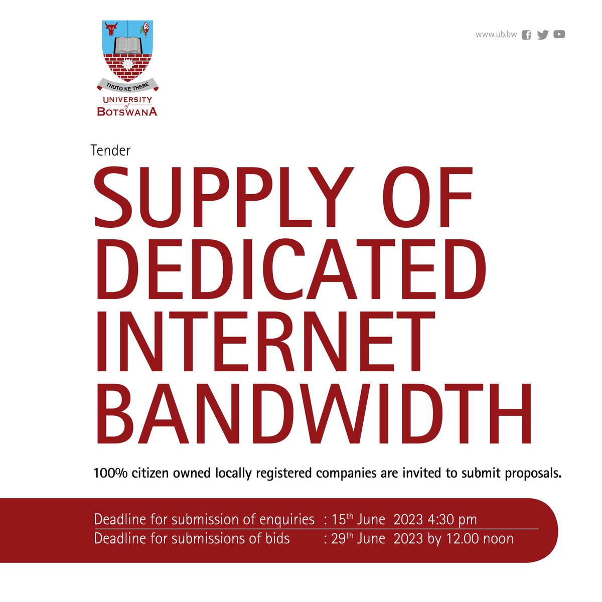 University of Botswana Official on Twitter "Tender INVITATION TO