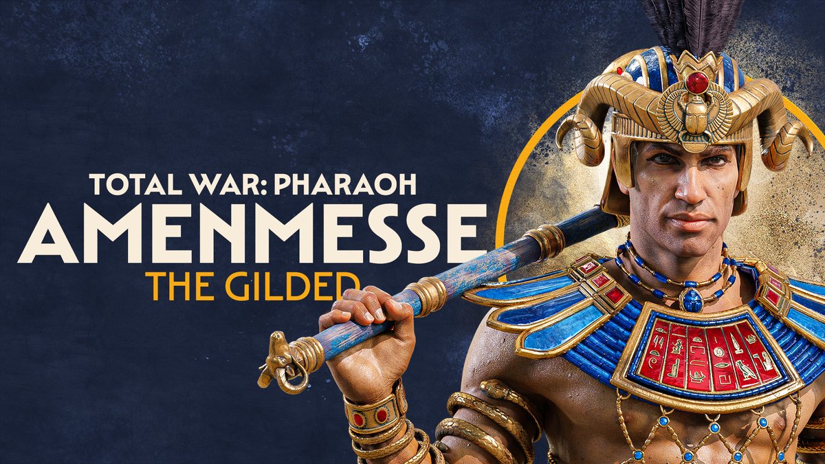 Introducing our second Egyptian faction leader: Amenmesse. 

Once standing as presumptive heir to Merneptah's throne, his ambition to stake his claim is matched only by his access to the vast riches of Kush's gold mines. 💰⛏️

📜 Read more: pharaoh.totalwar.com/characters/ame…