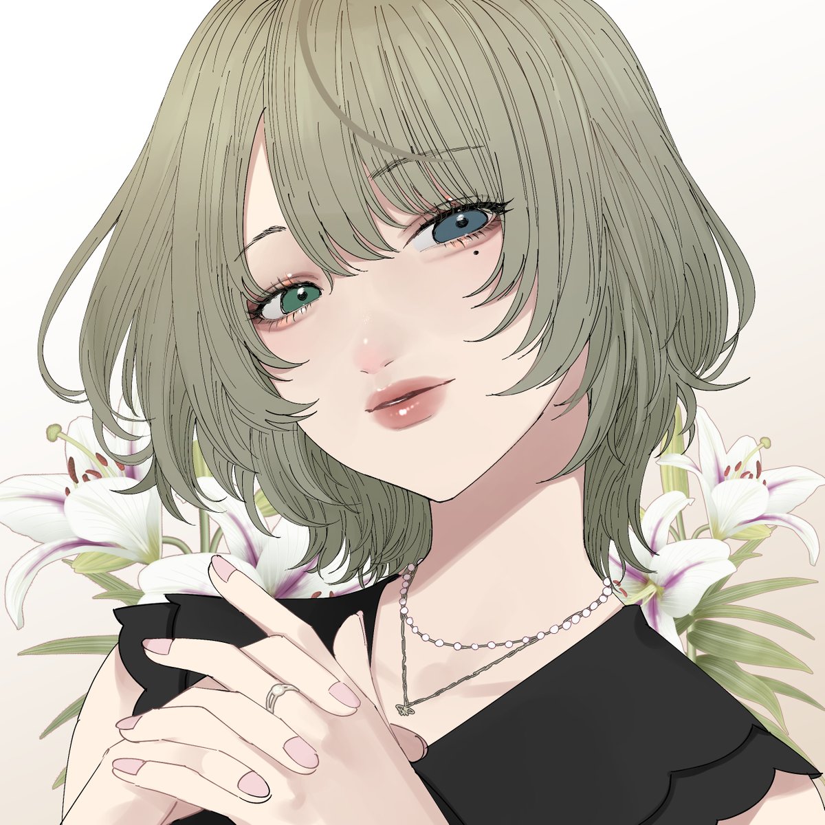 takagaki kaede 1girl solo mole under eye heterochromia jewelry mole necklace  illustration images