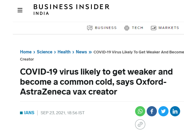 Wrong. There is no innate mechanism that means a virus must always evolve to cause less serious disease.