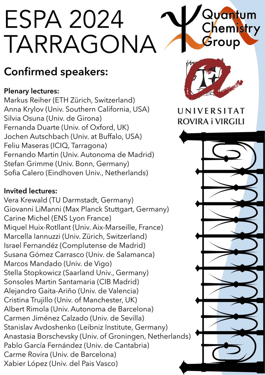 ESPA2024 (@espa2024) on Twitter photo We are excited to announce ESPA2024 conference, in conjunction with the GEQC meeting, in Tarragona from June 3-7, 2024. Venue: "Palau de Congressos," near the beach. Join us in Tarragona for another fantastic ESPA conference! <a href="/QCG_URV/">Quantum Chemistry Group URV</a> <a href="/universitatURV/">Universitat Rovira i Virgili</a> We are excited to announce ESPA2024 conference, in conjunction with the GEQC meeting, in Tarragona from June 3-7, 2024. Venue: "Palau de Congressos," near the beach. Join us in Tarragona for another fantastic ESPA conference! <a href="/QCG_URV/">Quantum Chemistry Group URV</a> <a href="/universitatURV/">Universitat Rovira i Virgili</a>