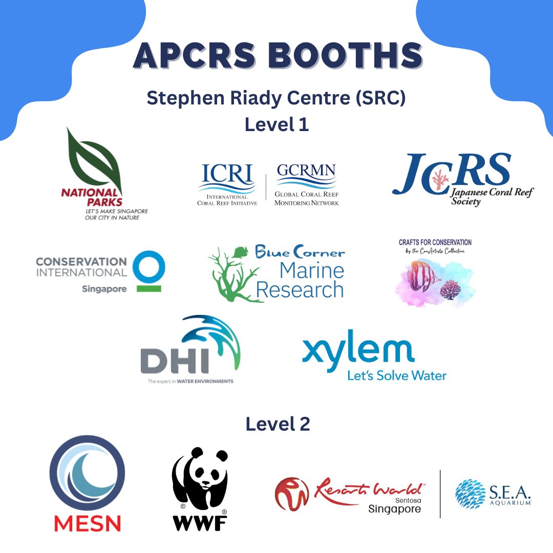 T-minus 4 days to @apcrs2023 in Singapore! Don't forget to check out our exhibitor booths at the conference throughout the week. If you want to grab some merchandise, check out the booths!

#APCRS2023 #CoralReefs #Singapore