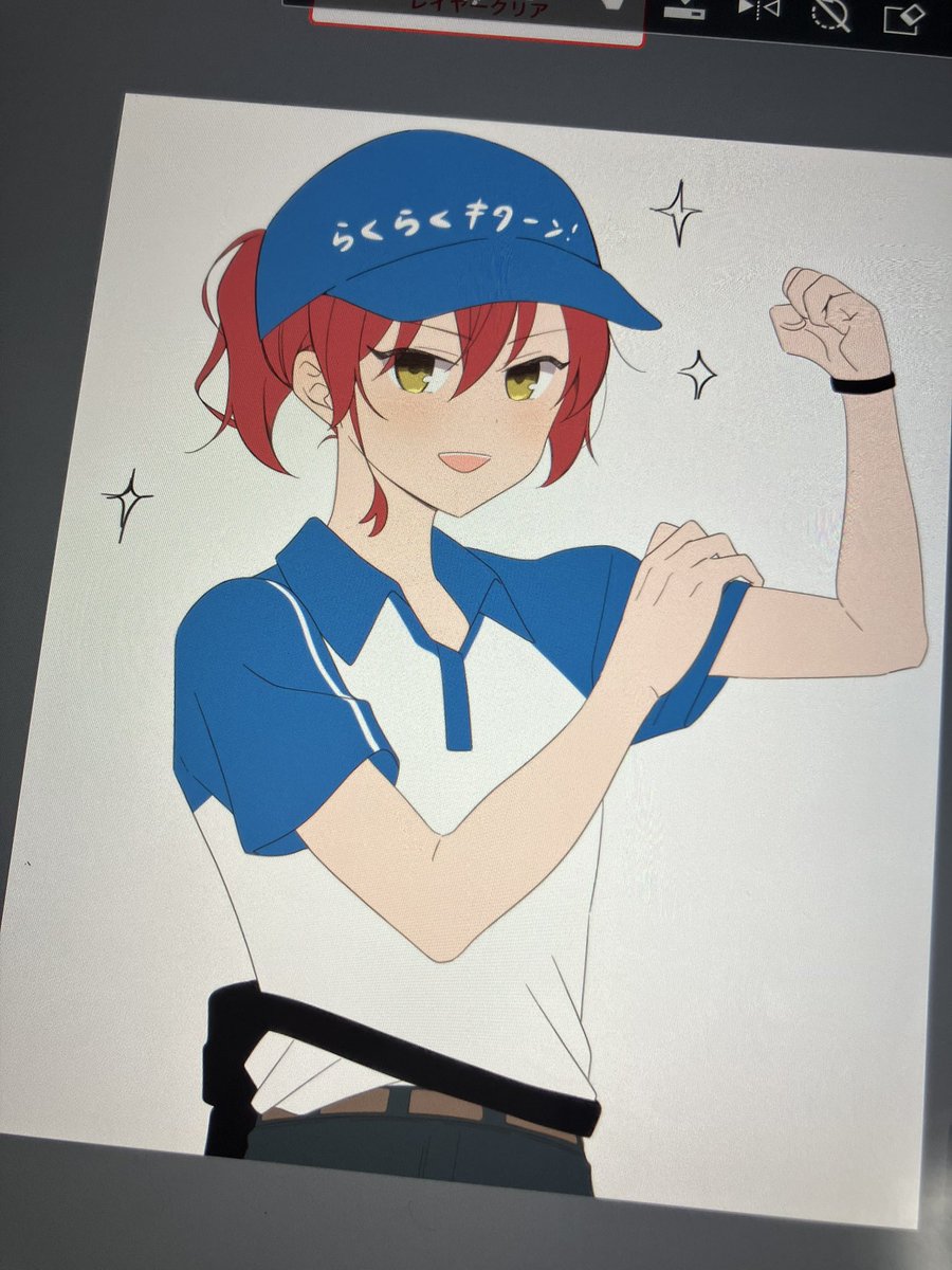 red hair solo hat smile yellow eyes blue headwear ponytail  illustration images