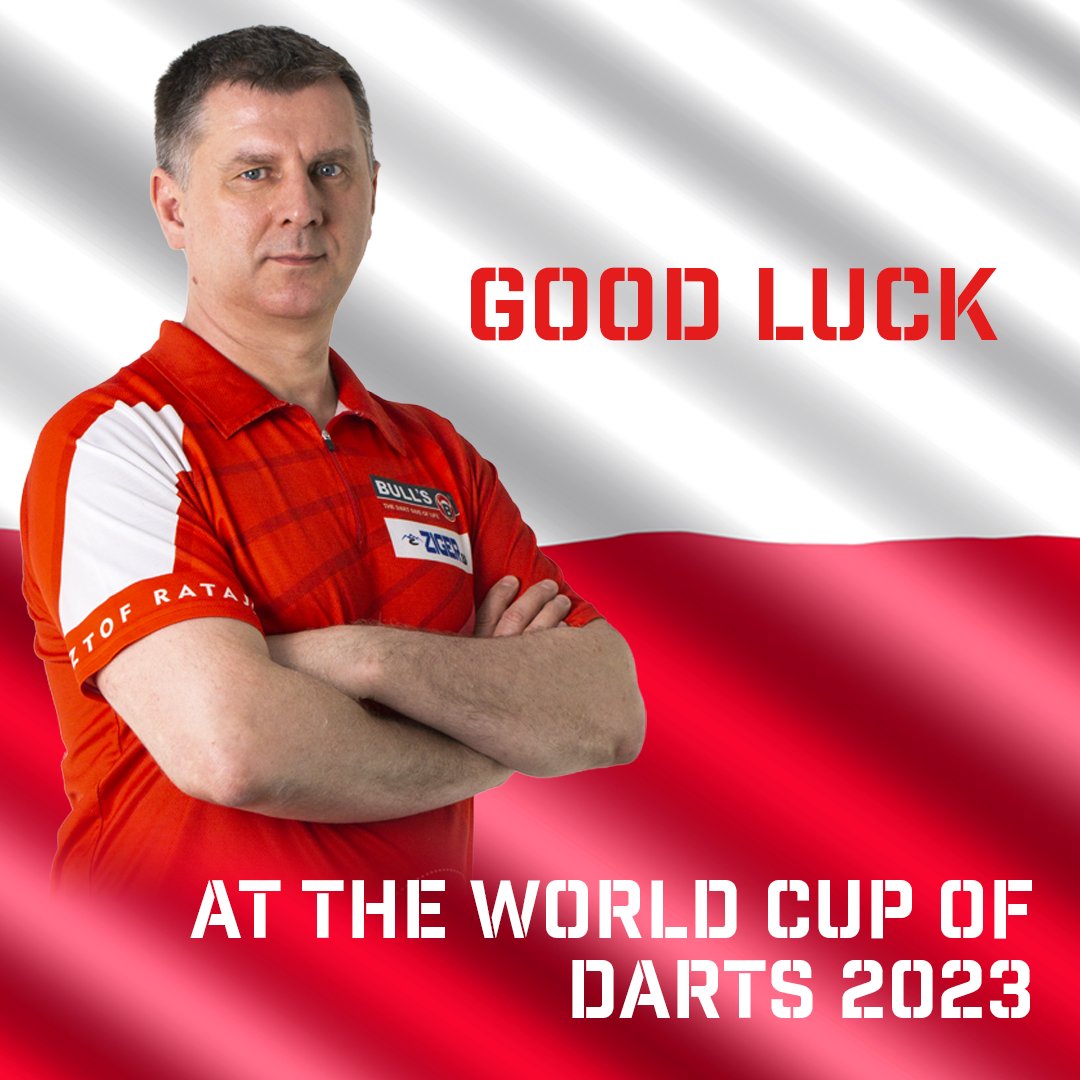 Good luck to Krzysztof Ratajski and team Poland at The World Cup of Darts 2023. 🇵🇱 💪 

#BullsTeam #Darten #DartsNews  #WeLoveDarts #ThePolishEagle