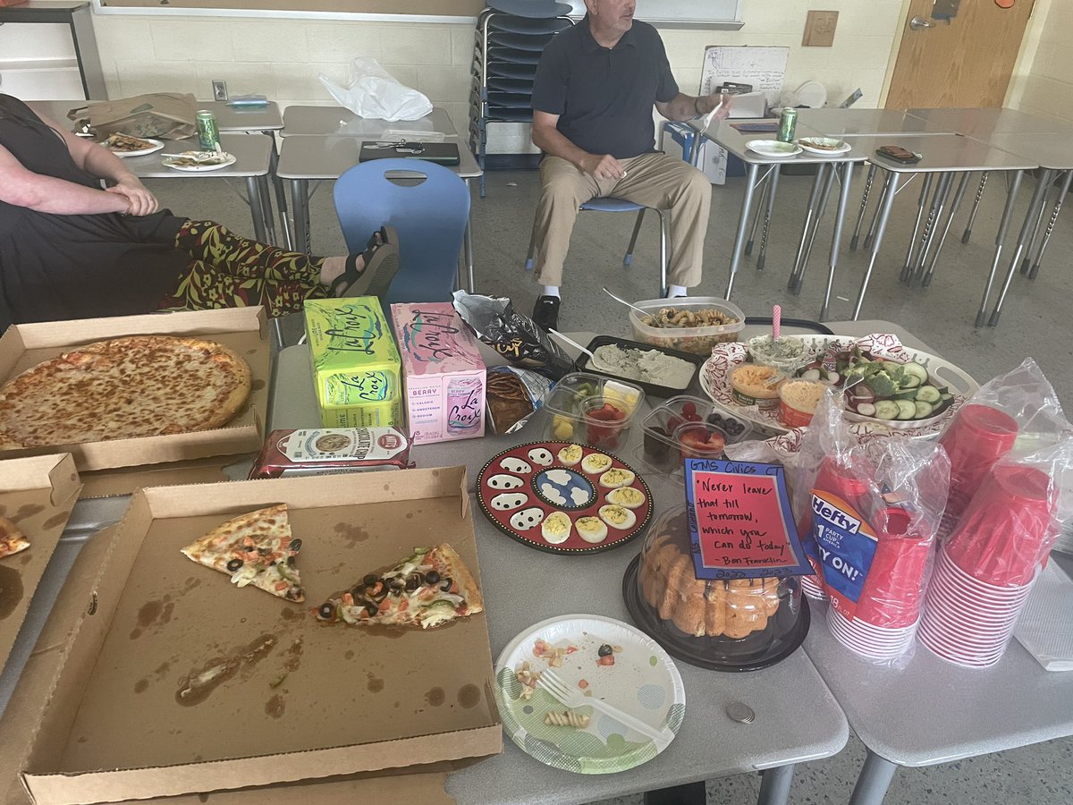 MsHSabol's tweet photo. Had so much fun celebrating a year well-planned with the best CT around! We finished off with a potluck and Civics End of the Year Awards. Thankful for a team as supportive &amp; dedicated to kids as this one. Onto next year! @GlasgowMS #GMSCivics https://t.co/AFp9VN1nAl