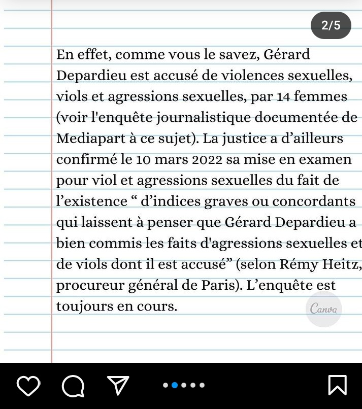 AssisesLesbMars's tweet image. Il y a une semaine nous avons signées cette lettre adressée à la Mairie pour demander l'annulation du concert "Depardieu chante Barbara" ce 15 juin au Silo