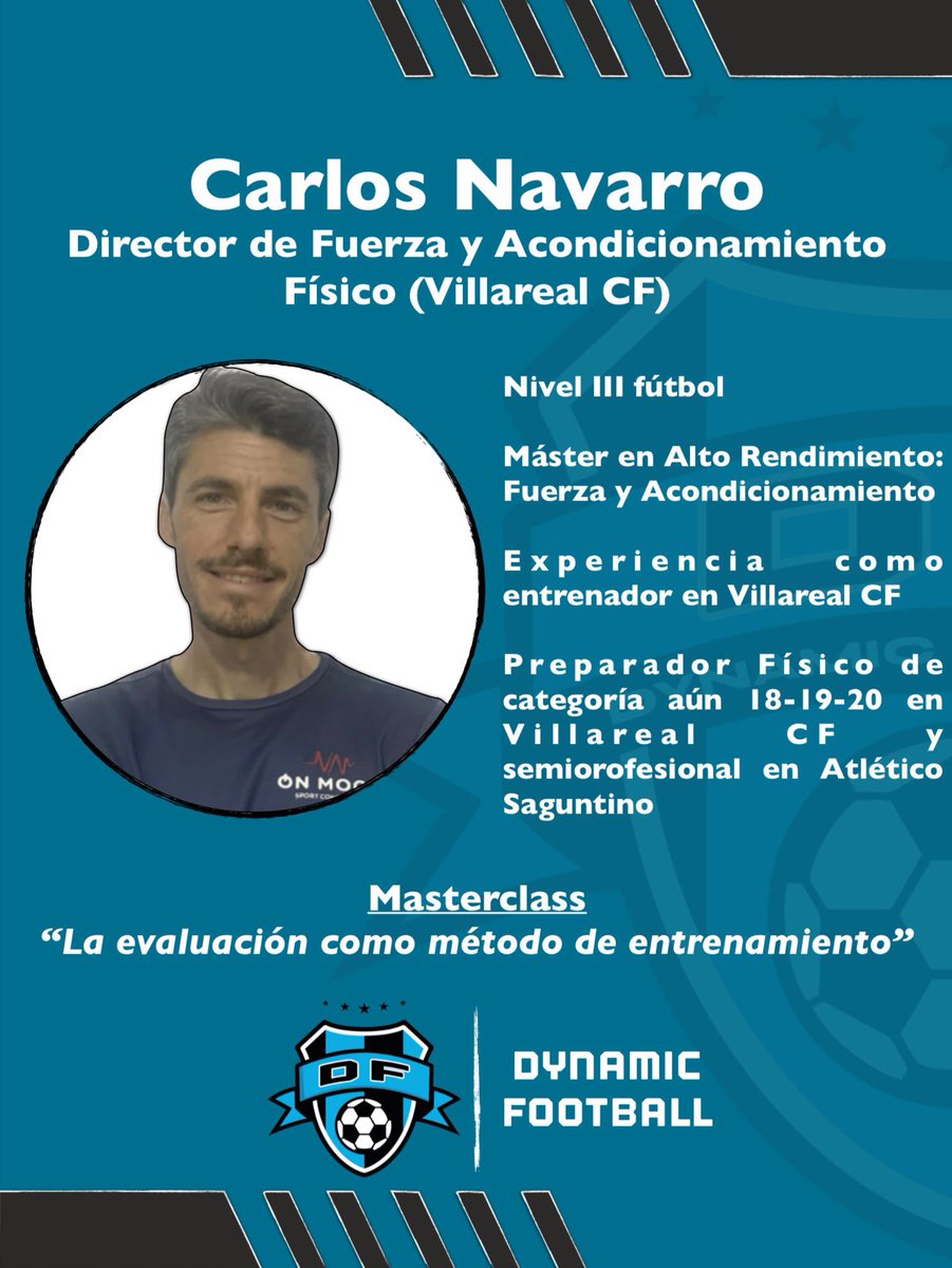 🚨Hoy os presentamos a <a href="/CarlosNavarroPF/">Carlos Navarro</a> director de fuerza 💪🏼 y acondicionamento físico en Villlareal CF 🟡

🗓El sábado 1 de julio a las 17:40h nos hablará sobre:

"La evaluación 📝 como método de entrenamiento"

Más información en👇
bit.ly/3N6Q4SN