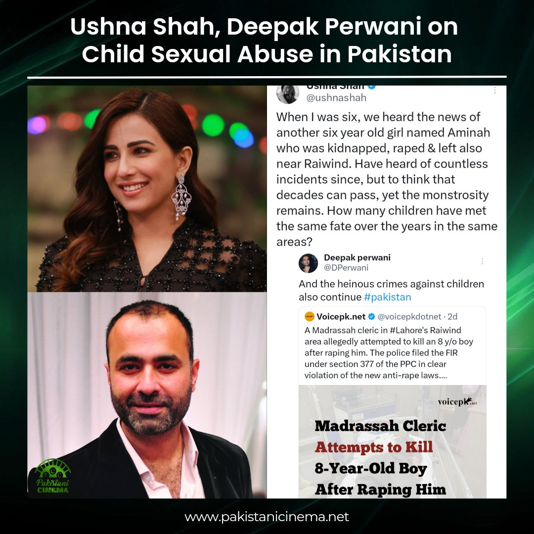 Ushna Shah and Deepak Parwani on prevalent child sexual abuse in the country by Madrassah Clerics. 

#UshnaShah #DeepakParwani #ChildSexualAbuse