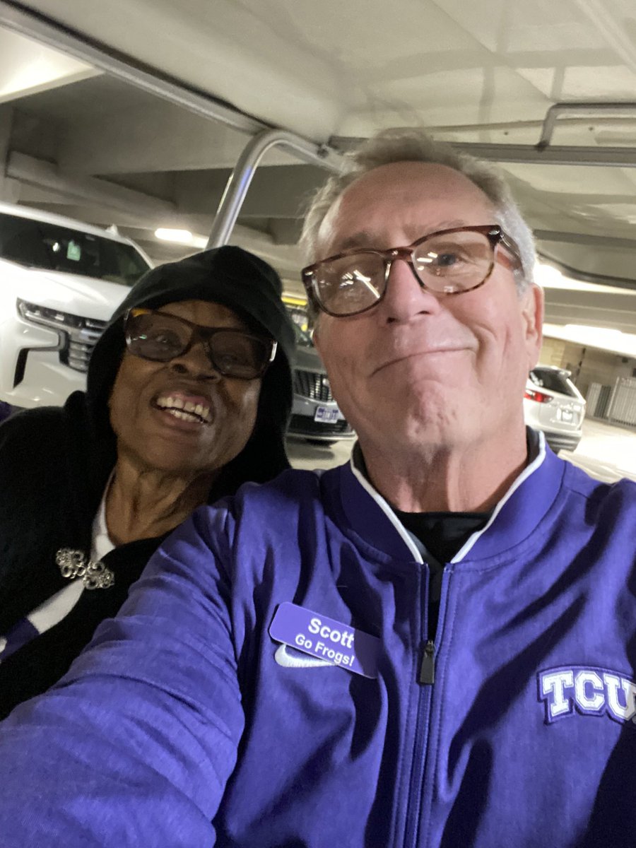 Even though Opel Lee is known for her walking, she also enjoys Golf Cart rides around Campus.