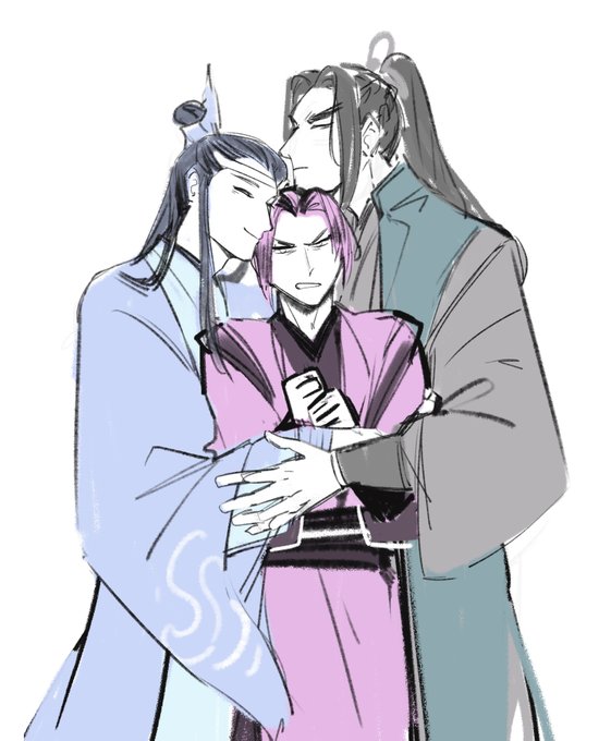 trying to get back in the rhythm of doodling with Chengcheng getting huggled